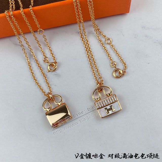 Hermes首飾品 愛馬仕925銀女士項鏈 Hermes原版滴油包包項鏈  zgh1507